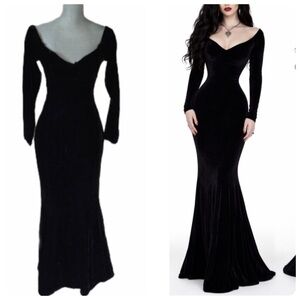 Vintage Black Velvet “Elvira” dress gothic goth dark🌹